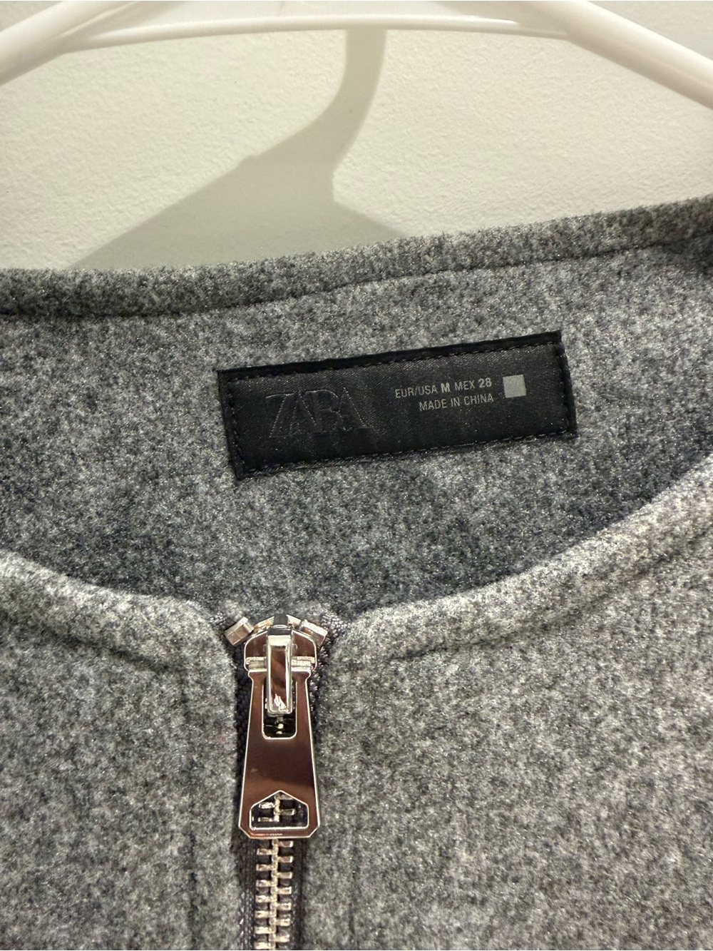 Zara Gray Cropped Zip Bomber Jacket - Picture 3 of 3